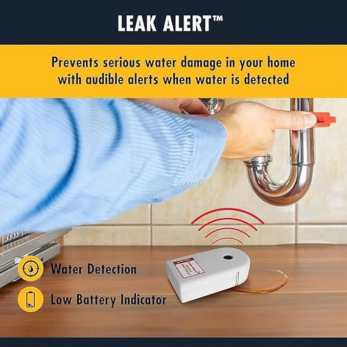 Zircon Leak Alert 3-Pack Water Detector Alarm – 90 dB Battery-Powered Leak & Flood Sensor for Basement, Kitchen, Bathroom, Utility Room – Early Water Detection & Damage Prevention