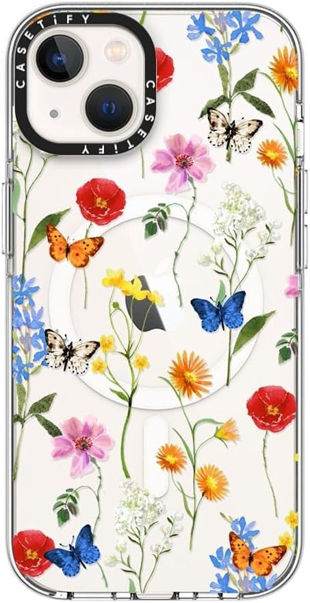 CASETiFY Clear iPhone 13 Case [Not Yellowing / 6.6 ft. 3X Military Grade Drop Protection/Compatible with Magsafe] - Millennial- Ditsy Floral - Clear