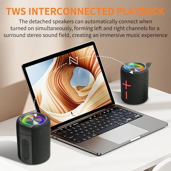 2 in 1 Magnetic Dual Splittable Bluetooth Speaker, IPX6 Waterproof Split Portable Wireless Speaker with 20W Loud Stereo Sound, Bluetooth V5.3, 24H Playtime, Multiple pairing for Home,Outdoor or Travel