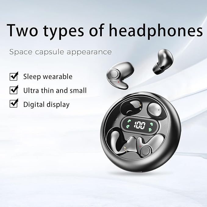 2-Pack Invisible Sleep Earbuds,Bluetooth 5.4 Ultra-Mini Stylish Headphones for Sleep,Comfortable Blocking Noise,Small mini Invisible Wireless Earbuds for Sleeping-Khaki