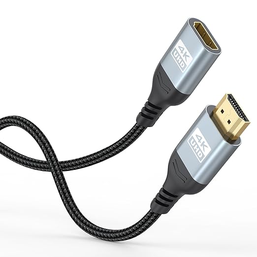 4K HDMI Extension Cable 6.6FT HDMI Extender, HDMI Male to Female Adapter Cord 4K@60Hz, 2K, 1080P, ARC, HDR, 3D Compatible with Laptop, HDTV, Monitor, Roku, Fire TV Stick, Xbox, PS5/PS4