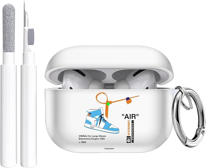 for Airpods Pro Case, Cute Cool Sports Blue Shoe Pattern TPU Soft Cases for Airpods Pro Case 1st Gen, Shockproof for Airpods Pro 2019 Case Men Women with Cleaner Kit & Keychain