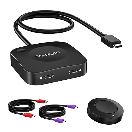 Caniifoto 20Gbps USB C Switch for 2 Computers, USBC Switcher,2 USB-C Cables