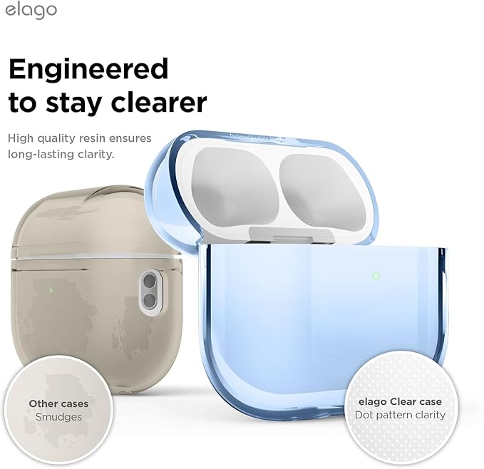 elago Clear Case Compatible with AirPods Pro 3 Case Clear Cover - Lanyard Included, Strap Included, Reduced Yellowing, Shockproof, Full Protection, Soft TPU (Aqua Blue)