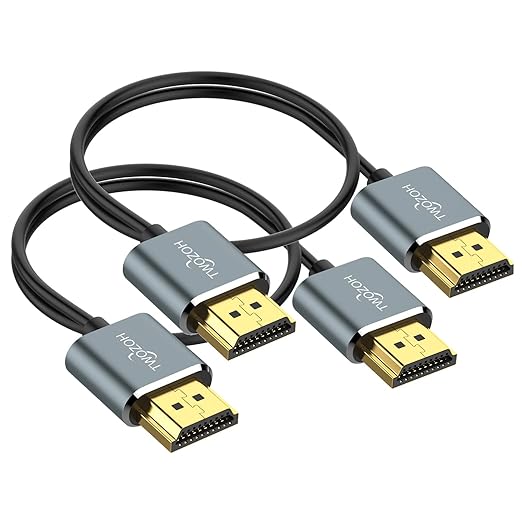 Twozoh Flexible & Slim HDMI Cable 3.3FT 2 Pack, Ultra Thin HDMI Cord Supports High Speed 4K@60Hz 18gbps 2160P/1080P