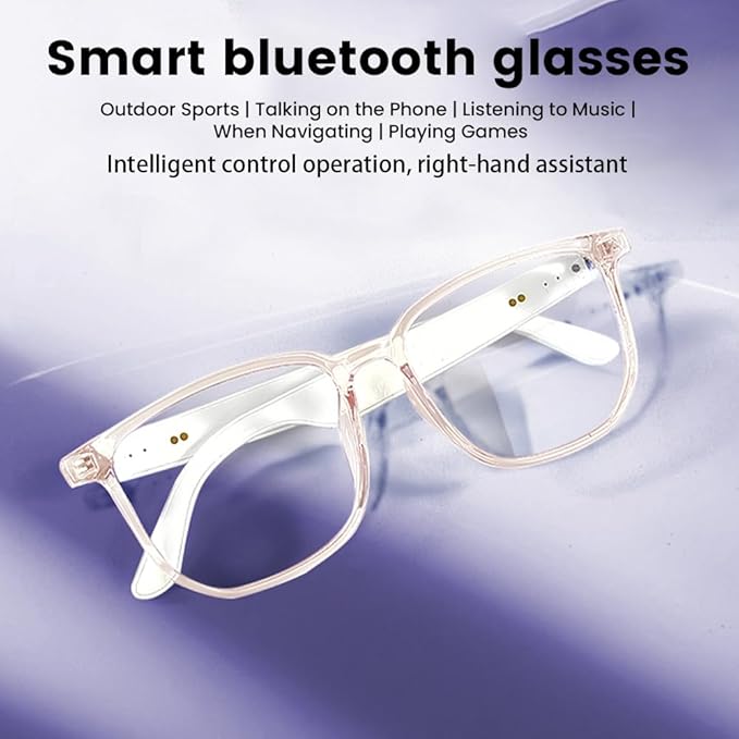 Smart Glasses Bluetooth Audio Sunglasses for Men Women with Dual Stereo Speakers, Open Ear Music &HD Calling, Touch &Voice Assistant, UV Protection——Transparent