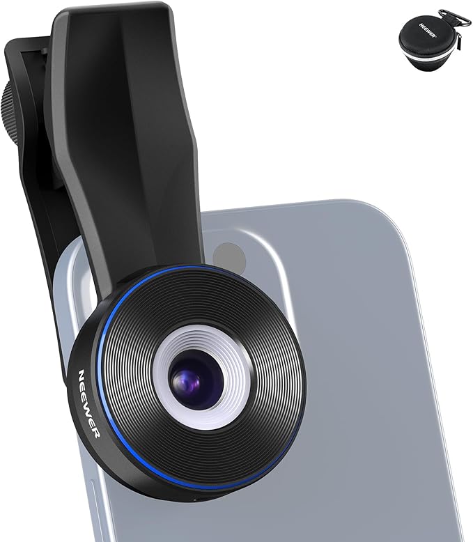 NEEWER 45X Mini Pocket Microscope Lens with 17mm Thread Phone Lens Clip, 2 Brightness LED Light, Microscopic World Observation, USB C Cable, Compatible with iPhone Samsung, LS-32 PRO