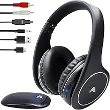 Ansee Wireless TV Headphones for Seniors & Hearing Impaired, Folding Over Ear Headphones with 2.4GHz RF Transmitter Support Optical RCA AUX, No Audio Delay, 100ft Wireless Range (Black) - Image 1