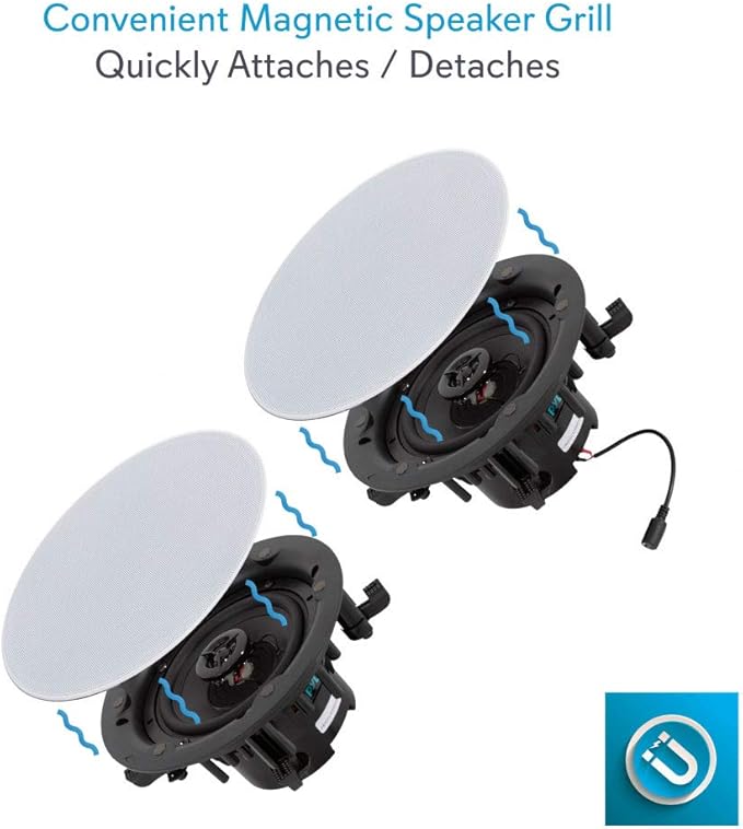 Pyle Ceiling and Wall Mount Speaker - Wireless Bluetooth 5.25” Dual 2-Way Audio Stereo Sound Subwoofer Kit with, 240 Watts, in-Wall & in-Ceiling Flush Mount for Home Surround System - Pyle PWRC55BT