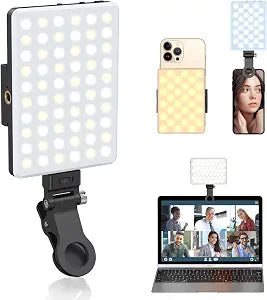 Selfie Light, Phone Light with Front & Back Clip, Portable Light with 3 Modes, 5000mAh Rechargeable Video Light for Phone, iPhone, IPad, Laptop, TikTok, Makeup, Live Stream, Vlog(Black)