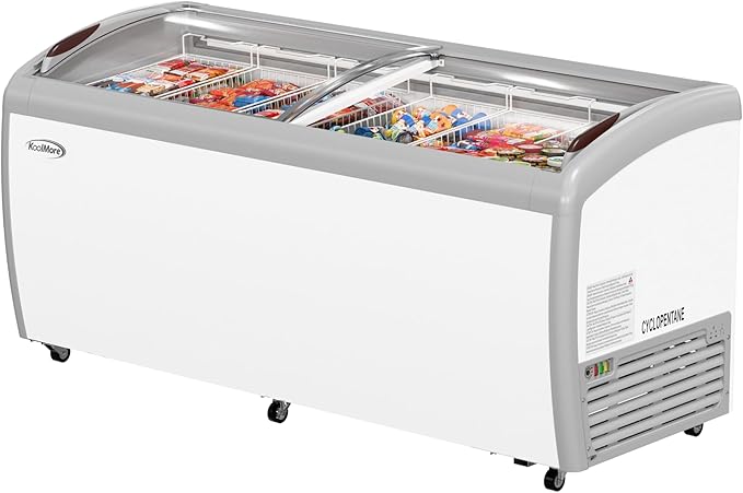 KoolMore Commercial Ice Cream Freezer Display Case with 6 Storage Baskets and Clear, Sliding Lid for Convenient Stores, Gas Stations, or Business Use, Large 20 cu. ft. Capacity (MCF-20C)