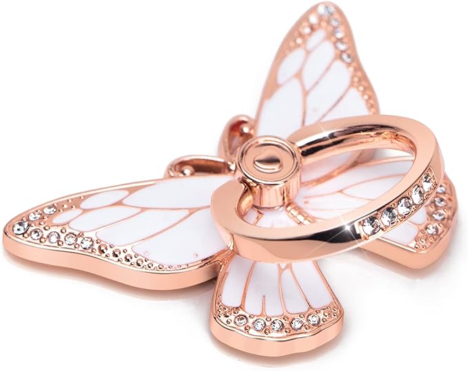 Butterfly Cell Phone Ring Grip Holder, 360 Degrees Rotation Phone Ring Grip Stand, Metal Finger Kickstand Compatible with iPhone, Samsung Galaxy, Android Phone Cases
