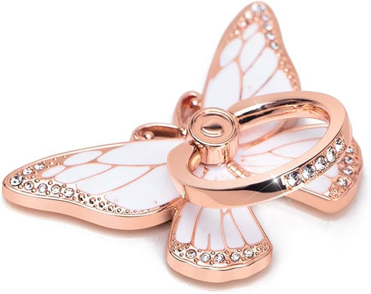 Butterfly Cell Phone Ring Grip Holder, 360 Degrees Rotation Phone Ring Grip Stand, Metal Finger Kickstand Compatible with iPhone, Samsung Galaxy, Android Phone Cases