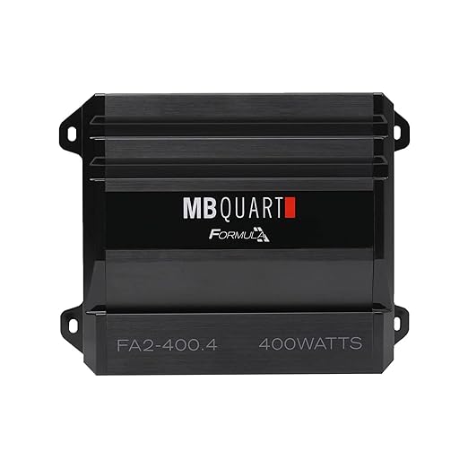 MB Quart Formula 400 Watt 1 Ohm Stable 4 Channel Full Range Class Q1 Car Audio Mobile Amplifier with Bass Remote, FA2-400.4, Black