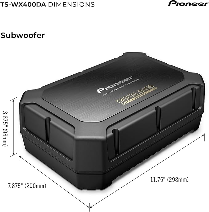 PIONEER TS-WX400DA 10” Slim Subwoofer – 250W Max, Built-in Amp for Easy Bass Upgrade, Enclosure Included, Amp Included, High-Level Input, Works with Most Factory or aftermarket radios