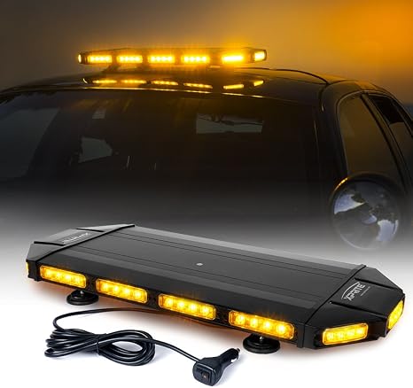 Xprite 27 Inch LED Rooftop Strobe Light Bar, Magnetic Mount High Bright Exterior Lamp for Tow Trucks Construction Snowplow Patrol Vehicles Amber