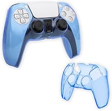 Semi-Transparent PC Case for PS5 Controller - Shockproof Cover with Anti-Slip Grip & Scratch - Resistant & Heat Ventilation (Blue) - Image 1