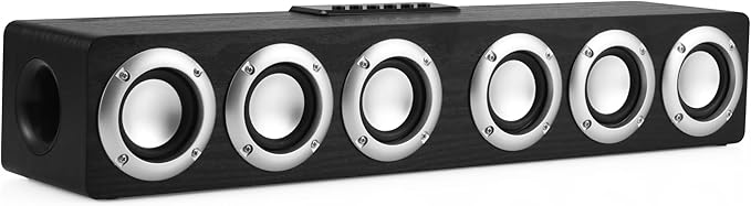 Home Theater System Speakers Bass Smart 5.1 Bluetooth Wood Wireless 12W Power Music Player Stereo Soundbar Boombox for TV Desktop Laptop Smartphone Tablet - Black