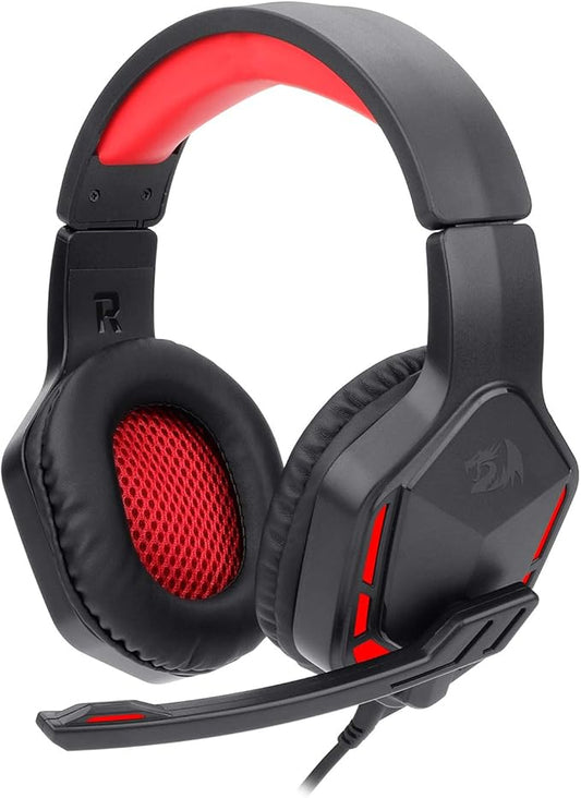 Redragon H220 Themis Wired Gaming Headset, Stereo Surround-Sound, Noise Cancelling Over-Ear Headphones with Mic, Volume Control, Red LED Light, Compatible with PC, PS4/3, Xbox One and Nintendo Switch