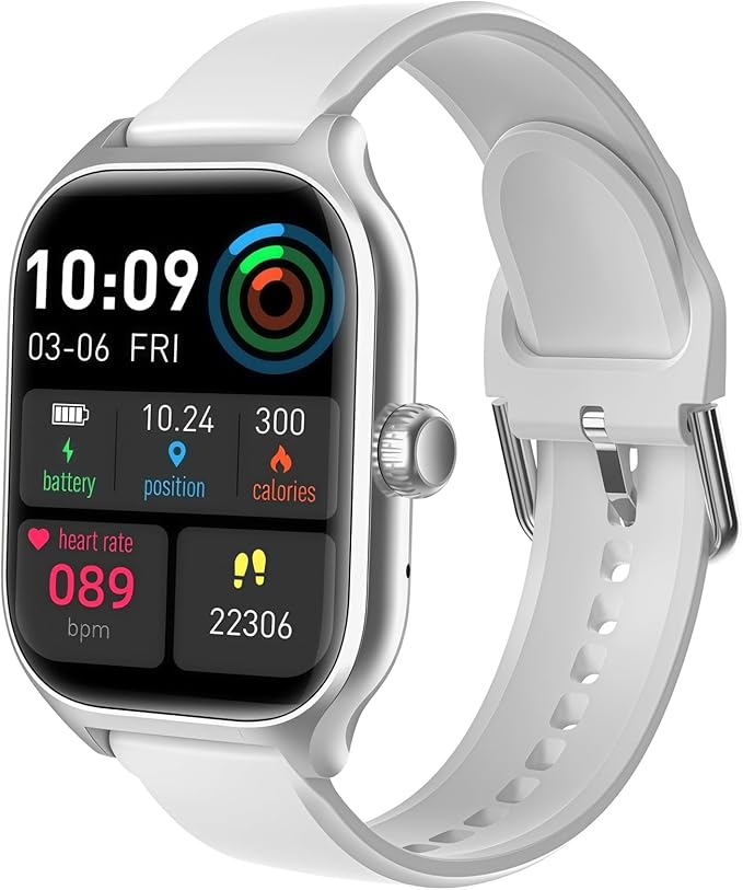 Smart Watch for Women Men Fitness (Answer/Make Calls) Compatible with iPhone/Android Phones, 2.01" HD Screen Outdoor Sport Running Watches Health Tracker Heart Rate Monitor Step Counter (White)