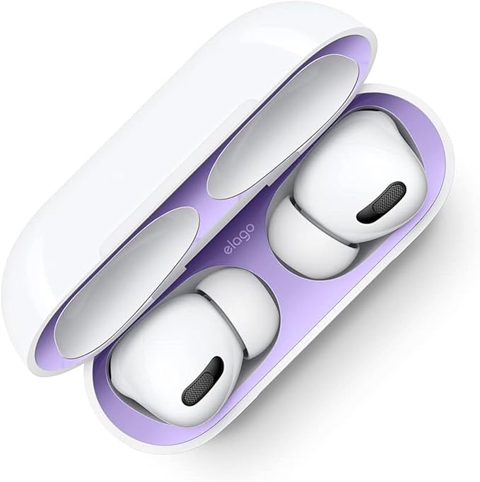 elago Dust Guard Compatible with AirPods Pro (1&2) - Anti-Dust Film, Protects from Iron/Metal Dust (1 Set, Purple) [US Patent Registered]