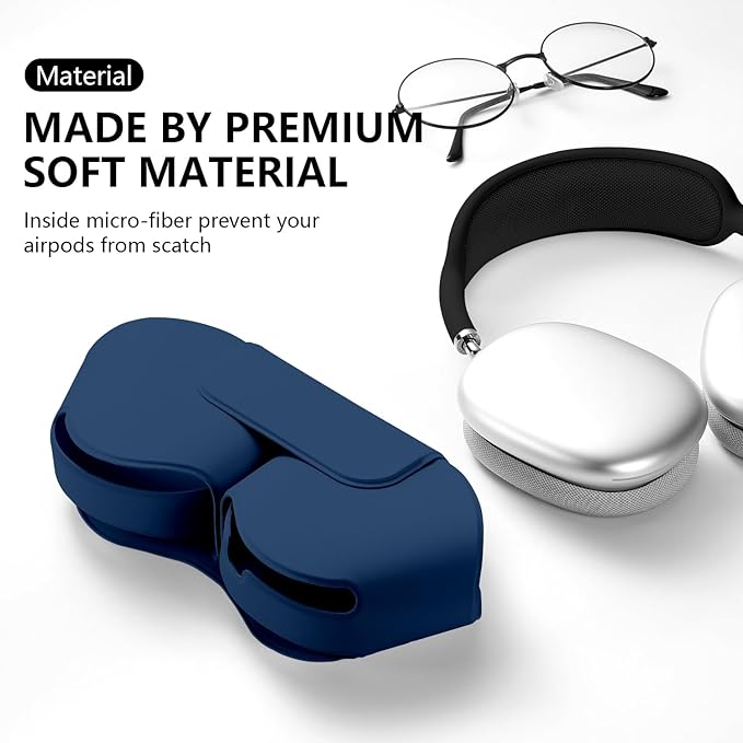 for Apple Airpods Max Case,Headphones Protective Case for AirPod Max Supports Sleep Mode, Anti-Scratch and Anti-Dust,Airpod Pro Max by PU Leather,Dark Blue 2