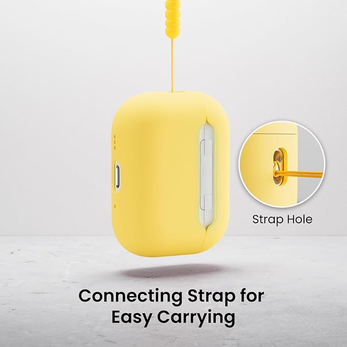 ORNARTO Compatible with AirPods Pro 3 Case 2025, Full Protective Hybrid Silicone for AirPods Pro 3rd Generation Case, Front LED Visible Skin Cover-Buttercream Yellow