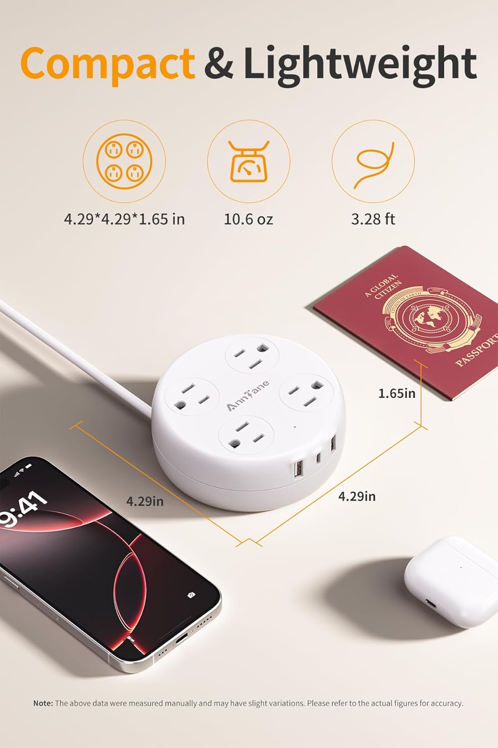 UK Travel Plug Adapter with Retractable Power Strip – 4 AC Outlets & 3 USB Ports (USB-C) | Techloop Living