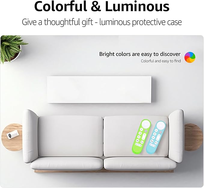 [2-Pack] HZIME New Replacement Remote Control Cover Compatible for Google TV Streamer 4K TV GY3LE Voice Remote, Silicone Controller Case Sleeve (Glow-in-The-Dark，Green/Blue)