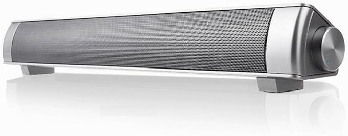 Powerful Portable Soundbar for iMac MacBook PC iPhone Bluetooth 3.0 +EDR, Speakerphone, Powerful 1800mAh Lithium Battery, Super Bass, 3D Stereo Surround Sound 2.0 Channel, Home Cinema System (Silver)