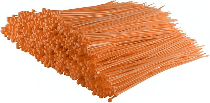 GTSE 8 Inch Orange Zip Ties, 1,000 Bulk Pack, 50lb Strength, UV Resistant Strong Nylon Cable Ties, Self-Locking 8" Tie Wraps