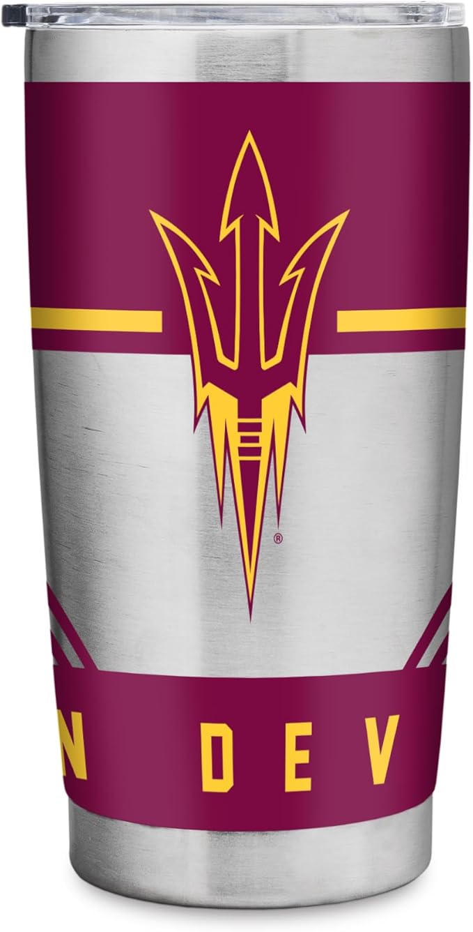 Rico Industries NCAA 20oz Stainless Steel Tumbler with Lid - Great For Coffee, Tea, Water or Cocktails