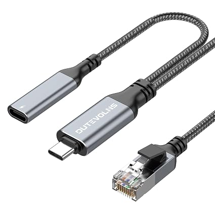 USB C to Ethernet Cable & 60W Charging 6.6FT, USBC PD & Gigabit LAN 2 in 1