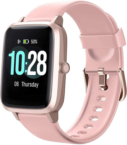 Smart Watch for iPhone/Android, Activity Fitness Tracker with IP68 Waterproof for Men Women, Smartwatch with 1.3" Full-Touch Color Screen, Step, Pedometer, Heart Rate Monitoring & Sleep Monitor, Pink