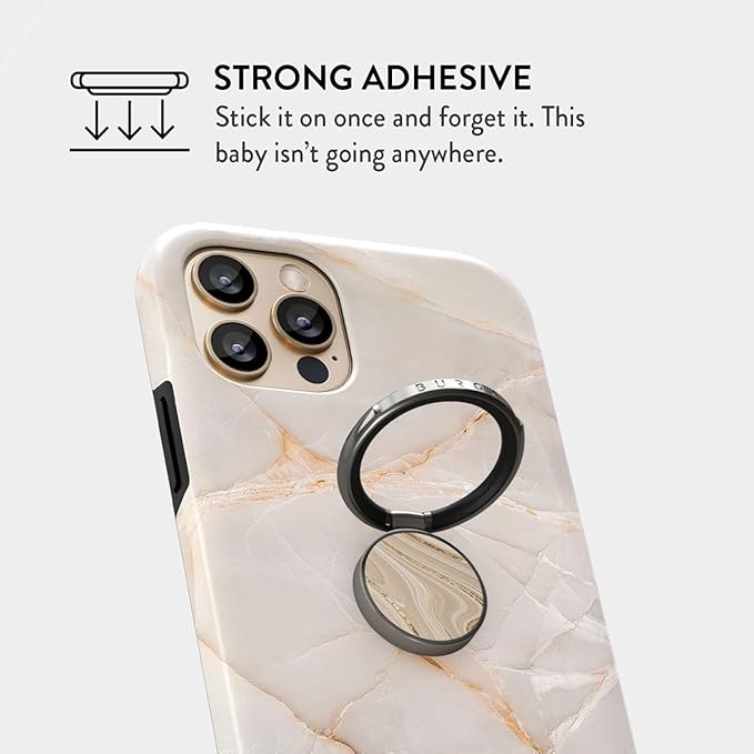 BURGA Cell Phone Ring, Holder Grip and Stand - Finger Phone Grip for Back of Smartphone Case, Kickstand 360 Rotation, Universal Ring for iPhone Samsung Galaxy Huawei Google Pixel, Stylish Accessories
