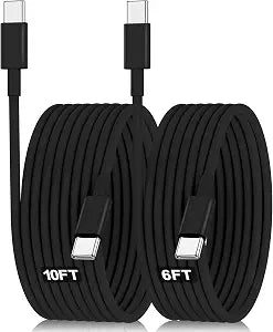 Hzevn 60W USB C Charging Cable for MacBook Pro/Air & for iPhone 16/15 Pro Max, MFi Certified 20V/3A Super Fast Charger Cord 6ft+10ft, PD 3.0 Compatible with iPad Pro 12.9/11, Samsung S25/S24(2-Pack)