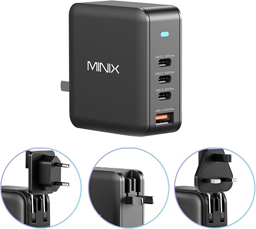 MINIX 165W USB C Charger, 140W PD 3.1 GaN Fast Charging Station for MacBook