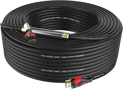 Postta HDMI Cable(75 Feet Red) HDMI 2.0V with Built-in Signal Booster-Support 4K,3D,1080P,Ethernet,Audio Return-1 Pack