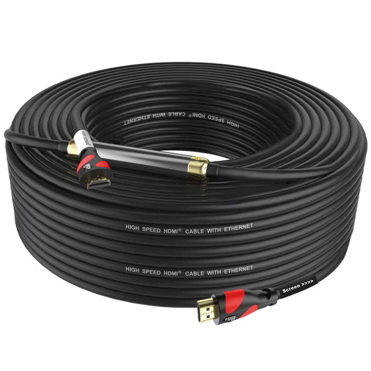 Postta HDMI Cable(75 Feet Red) HDMI 2.0V with Built-in Signal Booster-Support 4K,3D,1080P,Ethernet,Audio Return-1 Pack