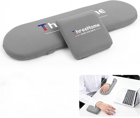 Threehome Ice Silk Fabric Wrist Rest Elbow Pads for Desk, Dark Gray