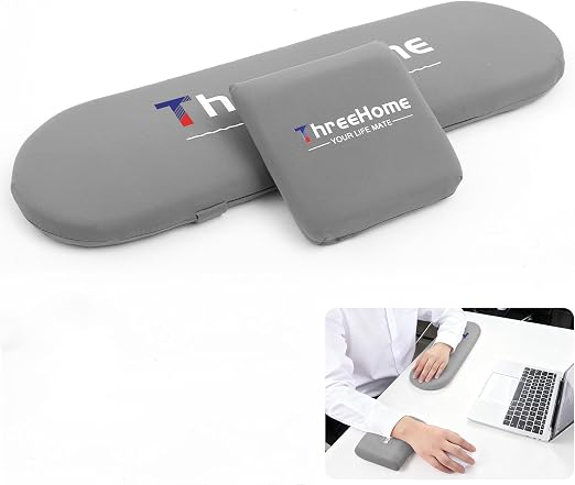 Threehome Ice Silk Fabric Wrist Rest Elbow Pads for Desk, Dark Gray