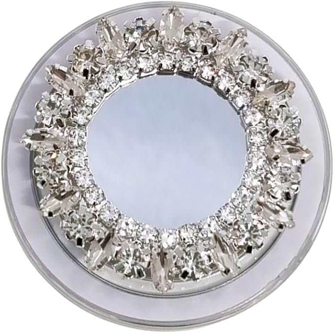 Crystal Rhinestone and Faux Pearl Magnetic Phone Grip Stand, Compatible with MagSafe, Adhesive Metal Ring Included, Detachable Kickstand Holder (Pristine Crystal Mirror)