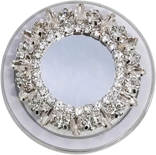Crystal Rhinestone and Faux Pearl Magnetic Phone Grip Stand, Compatible with MagSafe, Adhesive Metal Ring Included, Detachable Kickstand Holder (Pristine Crystal Mirror)