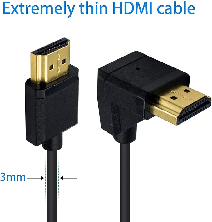 Duttek 4K 90 Degree HDMI Cable 6inch/15cm, Extremely Thin Down Angled HDMI Male to Male Cable for 3D and 4K Ultra HD TV Stick HDMI 2.0 Cord