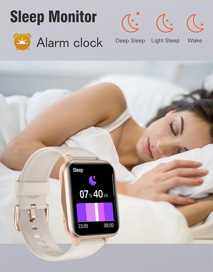 Fitness Tracker Fitness Watches for Women Men (Make/Answer Calls), 1.85" Smart Watch for iPhone/Android Phones, Heart Rate/Sleep Monitor Steps Tracker Watch Pedometer IP68 Waterproof (Starlight)
