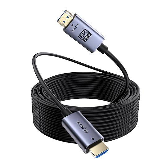 BENFEI 8K HDMI 2.1 Fiber Optic Cable 100 Feet - 8K@60Hz, 4K@240Hz, 48Gbps High Speed, in-Wall CL3 Rated, with eARC/Dynamic HDR/HDCP 2.3 - for PS5, Xbox, PC GPU, TV, Projector & Home Theater Systems - Image 6