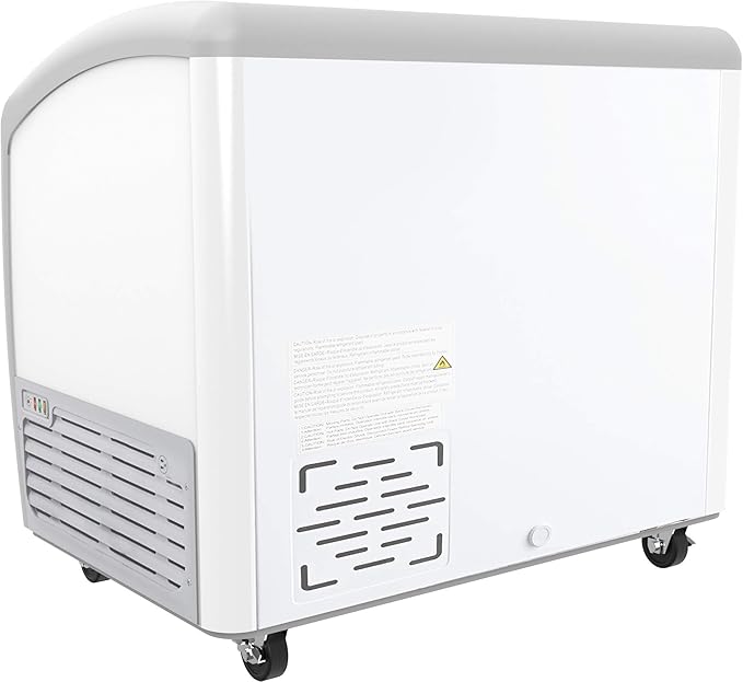 KoolMore - MCF-12C Commercial Ice Cream Freezer Display Case, Glass Top Chest Freezer with 4 Storage Baskets and Clear, Sliding Lid, Large 12.7 cu.ft Capacity, White