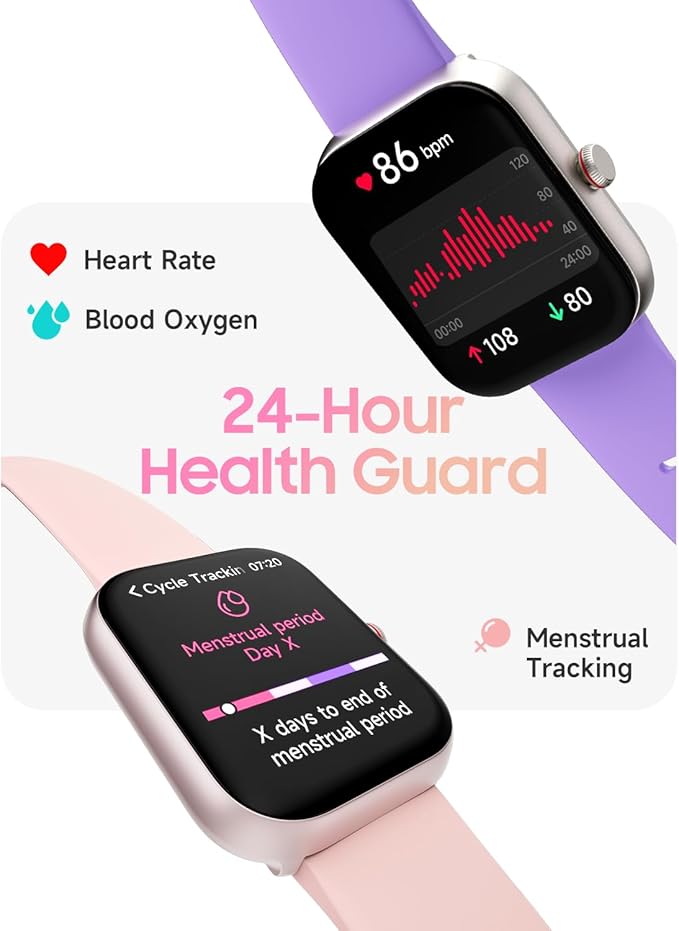 TOOBUR Smart Watch for Women, Alexa Built-in, Answer/Make Calls, 1.91" HD Screen Fitness Watch, IP68 Waterproof, 100 Sports, Heart Rate Monitor, Sleep Tracker, Smartwatch Compatible Android iOS, Lilac