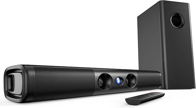 Sound Bar for Smart TV,3.1ch Soundbar with Wired Subwoofer,100W Deep Bass, TV-ARC/Optical/AUX/Bluetooth 5.3 Connect, Surround Sound System for TV PC/Gaming/Projectors