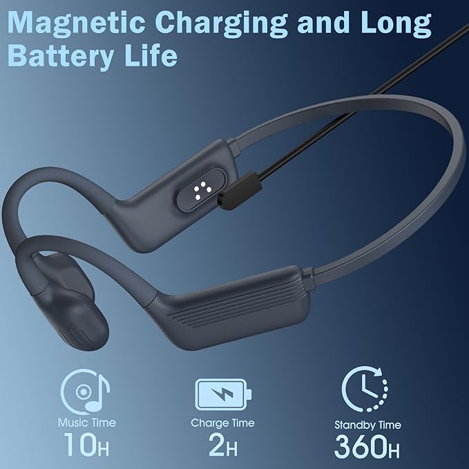 Swimming Headphones-Bone Conduction Headphones, IP68 Waterproof Open Earphones, LiteSurge Bluetooth 5.4 Underwater Sport Earbuds with 32 GB MP3 Memory for Swimming, Marathon-Grey